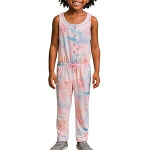 Betsey Johnson Small (6/6X) Pajama Jumpsuit Girls Tie-Dye Elastic Waist